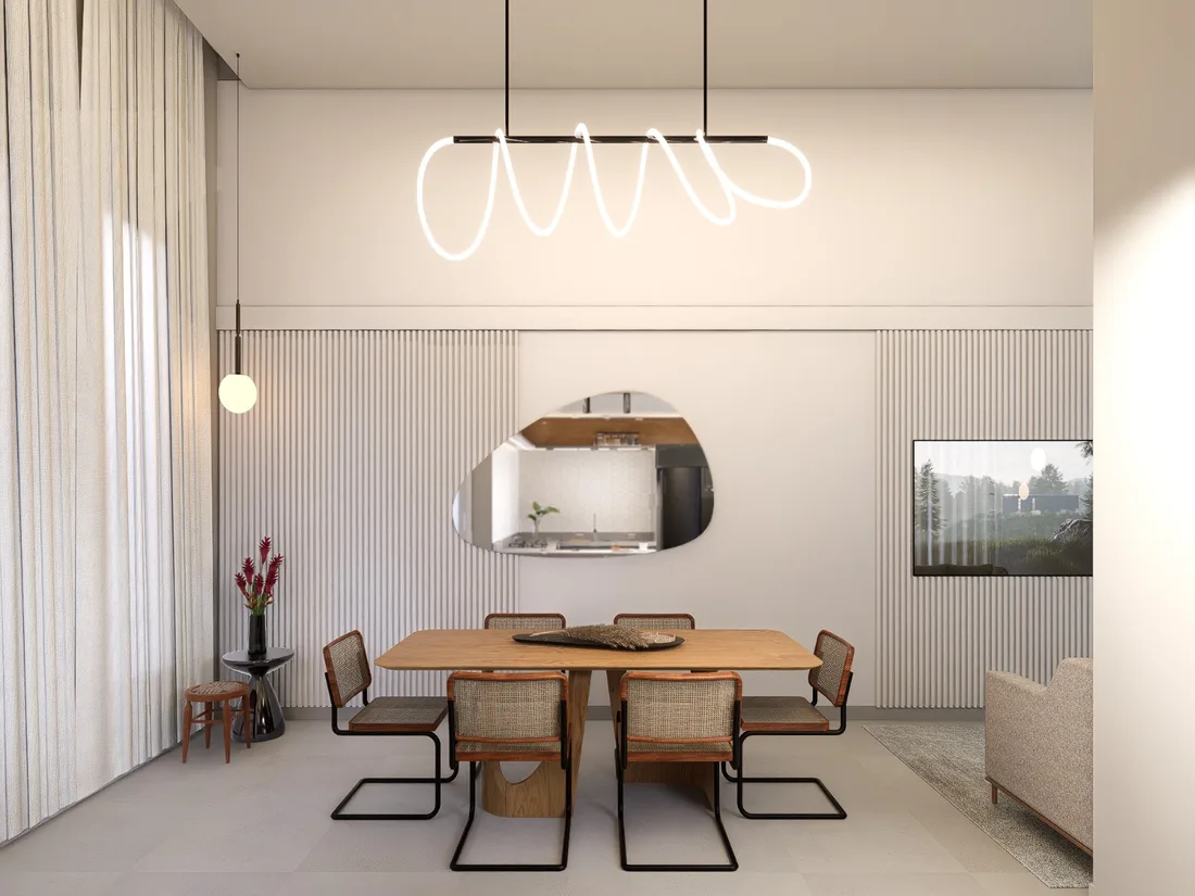 Sala de jantar com acabamento de alto padrão